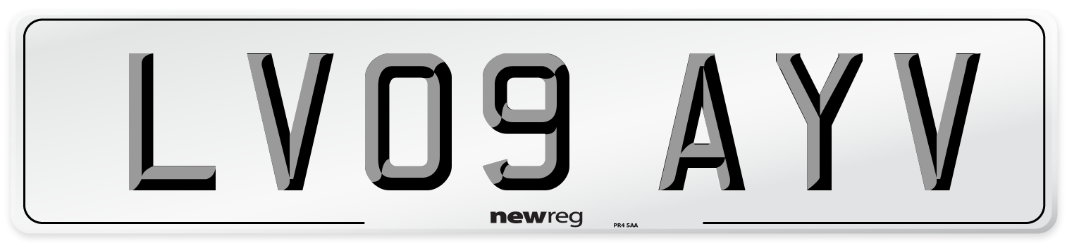 LV09 AYV Number Plate from New Reg